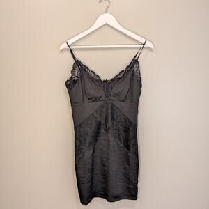 Guess Vintage Dress Black LBD Lace Satin Grunge FairyGoth Whimsigoth - Size S